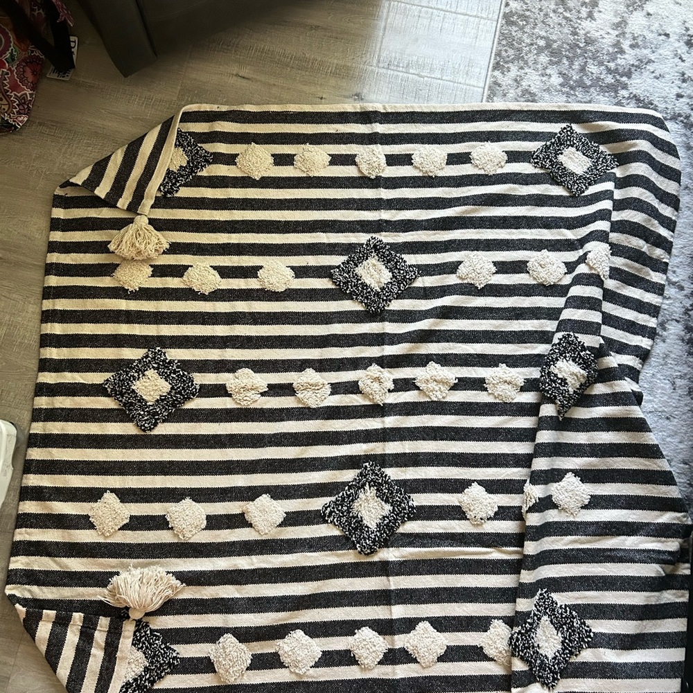 Magaschoni Black and Cream Striped Textile